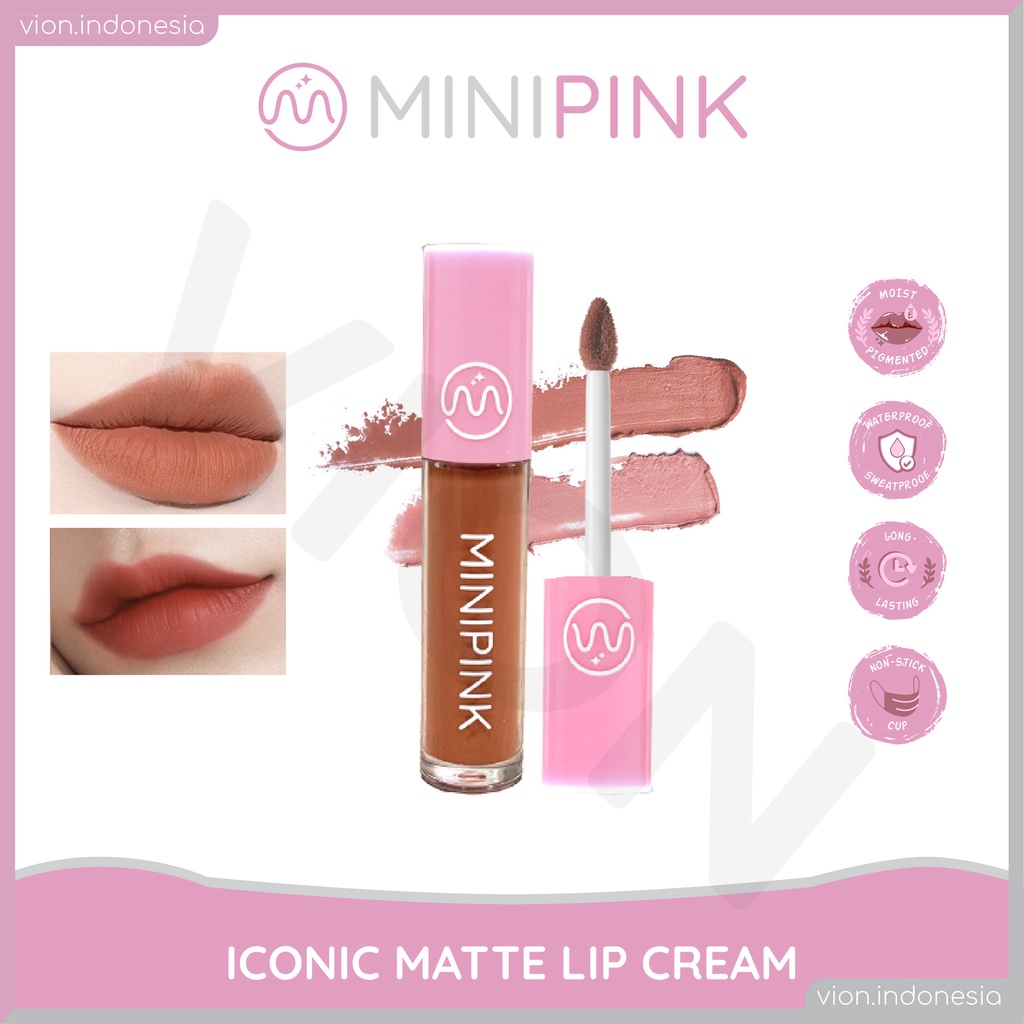 MINIPINK Matte Lipstik Lembut Tahan Lama Pelembab Pigmentasi Tinggi Pinkflash 8 Colors Iconic Lip Cream MP011