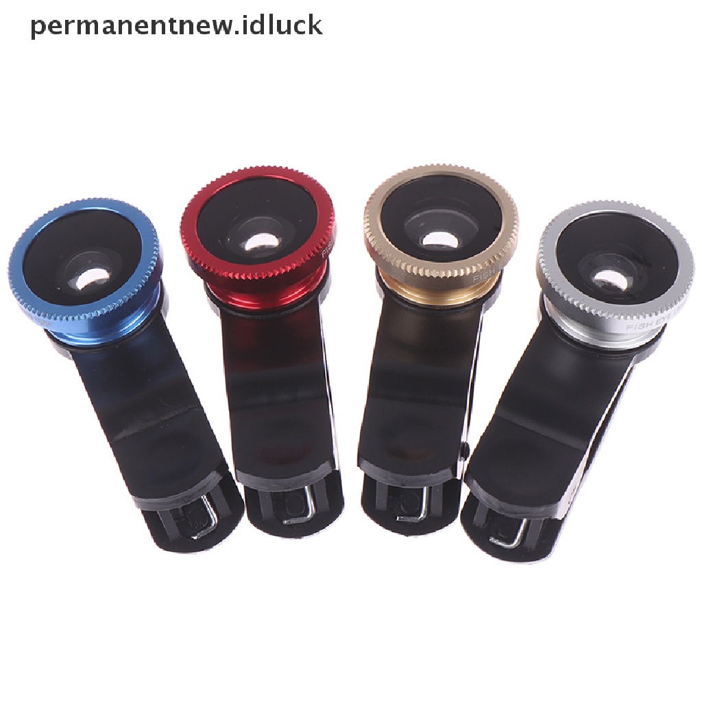 [luckypermanentnew] 1set universal Klip 3in1 HD fisheye Kamera wide-angle phone lens Aksesori [ID]