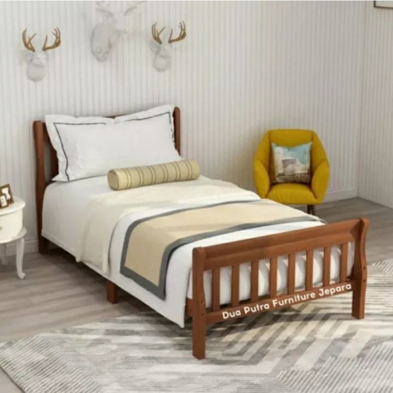 dipan ranjang tempat tidur minimalis kayu jati 100x200cm