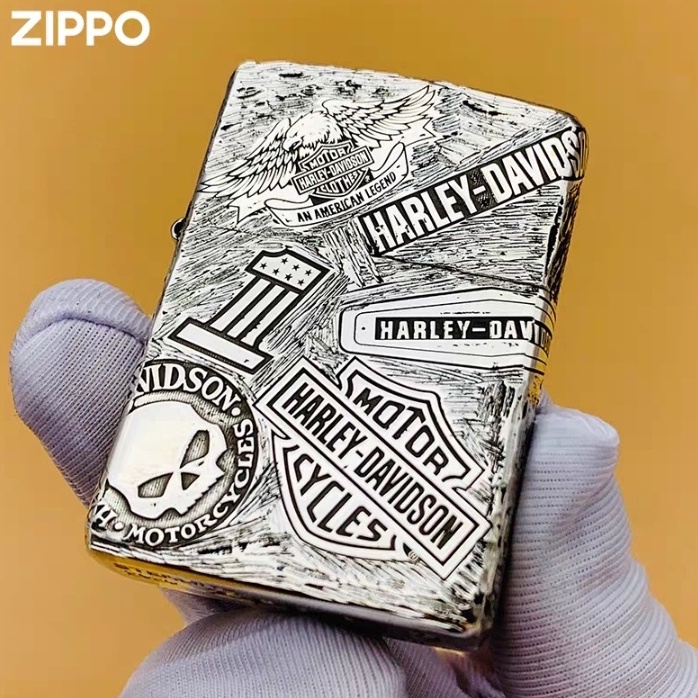 BISA COD! Korek Zippo Silver Special Edition Harley Davidson Full Body High Premium Quality Made In Usa - Free Box