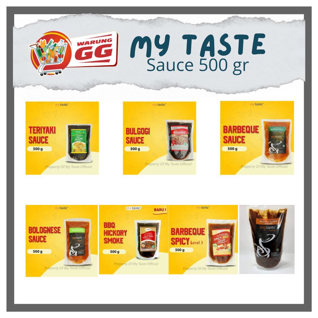 

My Taste Saus Teriyaki/Bulgogi/Barbeque/Bolognaise/BlackPepper/Hickory Smoke BBQ/BBQ Spicy lev 3 500 gr