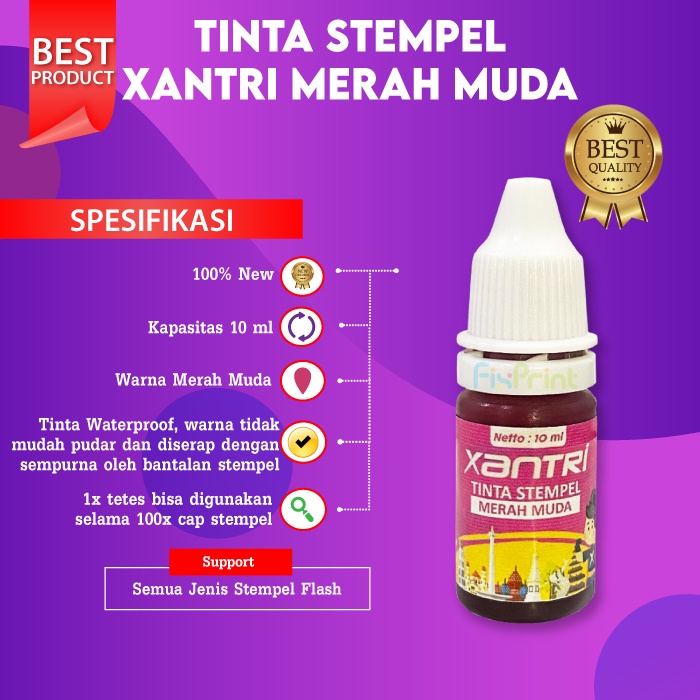 Tinta Stempel Flash Warna Anti Luntur 10 ml Refill Ink Stamp Stampel HItam Biru Merah Pink Hijau Orange Ungu 10ml