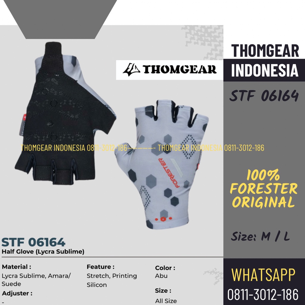 Sarung Tangan Setengah Jari Half Glove Gowes Sepeda Motor Pria Wanita Cewek Cowok  Forester - Stf 06164 - 100% Original Thomgear Paiton Probolinggo