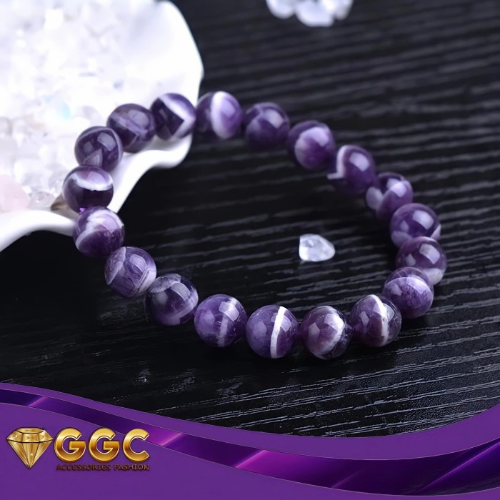 Gelang Batu kecubung Amethyst Brazil Original - 6 Mili