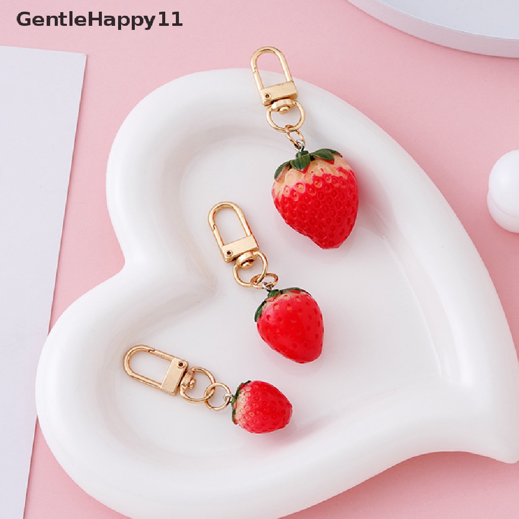 Gentlehappy 1Pc Strawberry Keychain Simulasi Buah Gantungan Kunci Mobil Gantungan Kunci Cincin Siswa Tas Ransel Liontin Hadiah Anak Aksesoris Gantung id