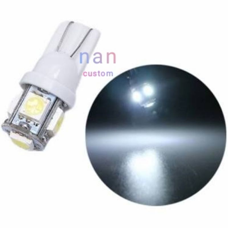 lampu senja led t10 jagung / LED SENJA T10 MOBIL MOTOR 5 MATA PUTIH