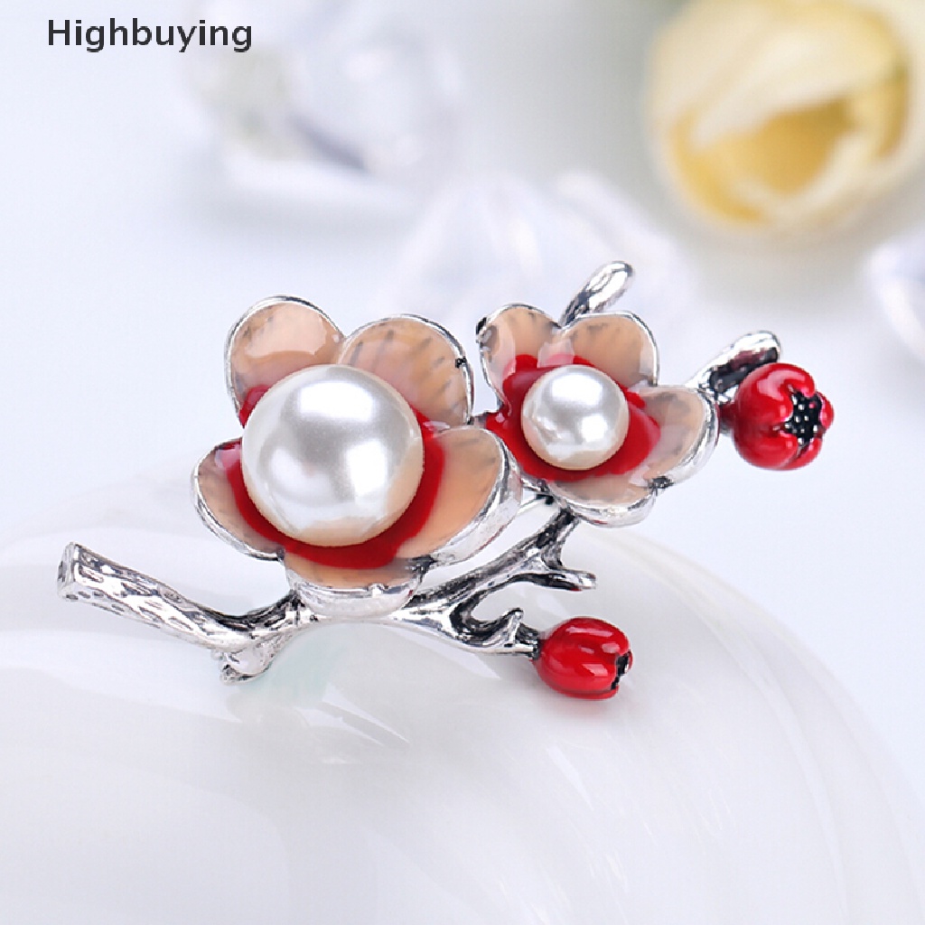 Hbid Fashion Mutiara Tanaman Bunga Pengantin Buket Enamel Bros Pin Perhiasan Hadiah Glory