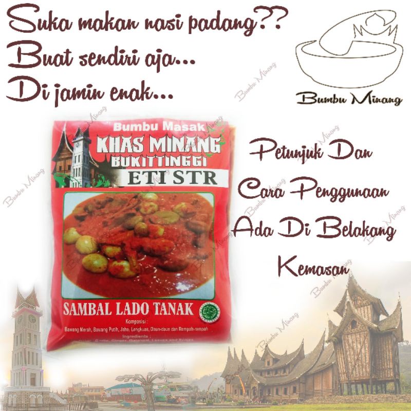 

Bumbu minang sambal lado Tanak Eti STR khas rumah makan Padang Sumatra Barat