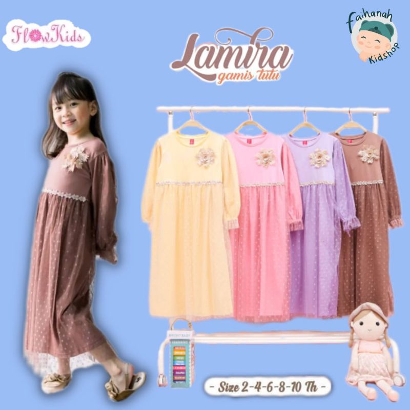 Gamis Tutu Anak Perempuan Murah Flowkids/ Gamis Lamira Tutu Dot Cantik/ Gamis Anak Perempuan 2-7 Tah