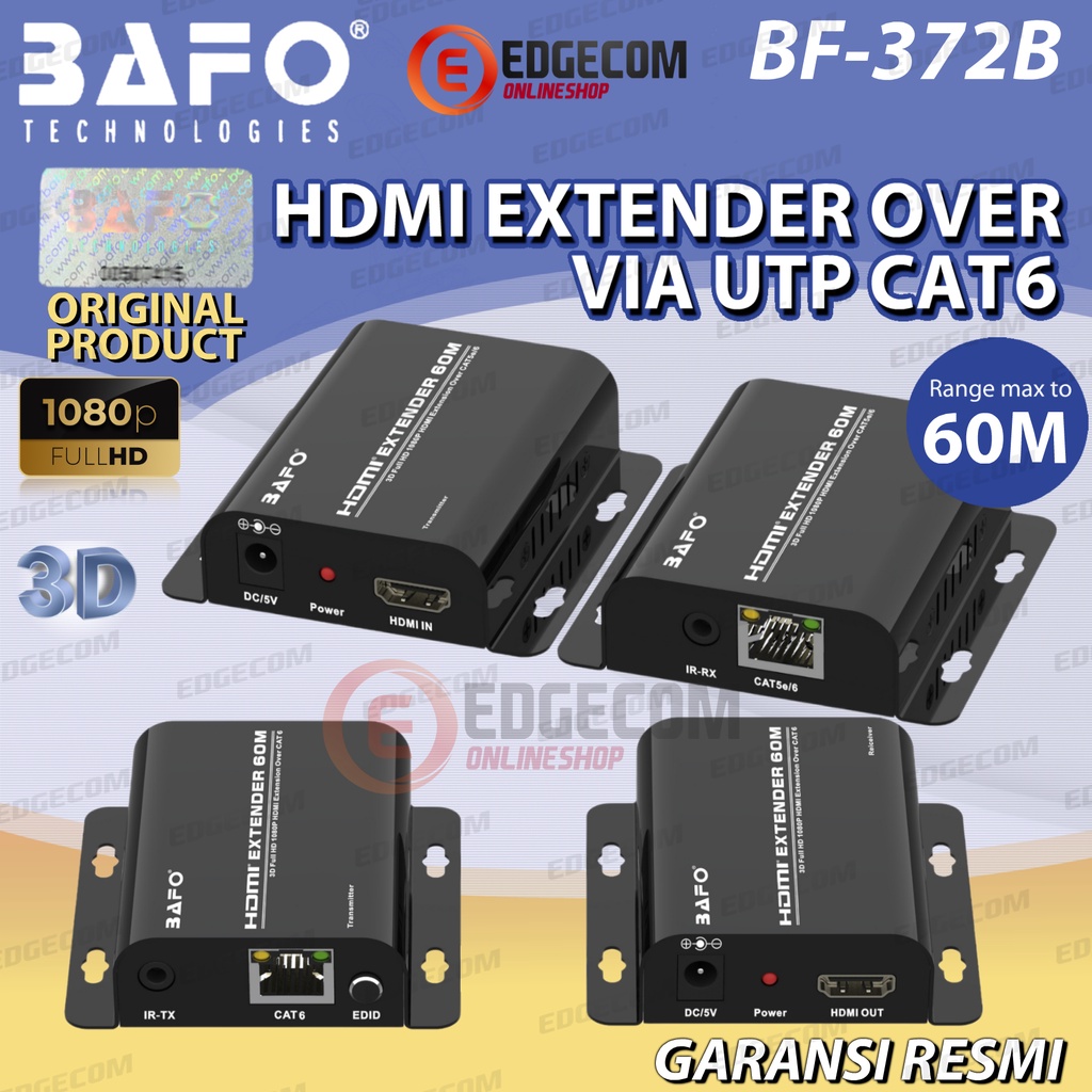 BAFO HDMI Extender Via UTP 60 Meter BF-372B ORIGINAL