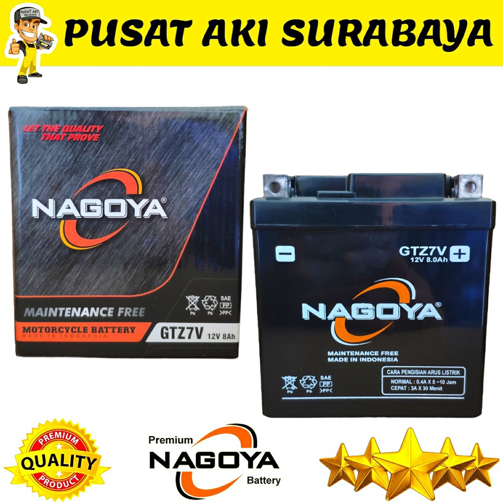 PUSAT AKI NAGOYA GTZ7V BERKUALITAS ACCU MOTOR LX 150 LEXI LEVI NMAX OLD LIBERTY SPRINT CB 250 MTZ7V YTZ7V