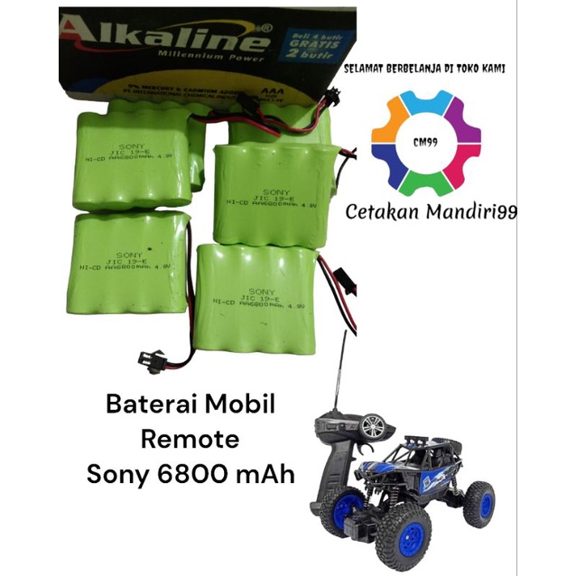 Baterai Rakit Sony AA Ni-Cd 6800 mAh 4.8 V Soket Hitam