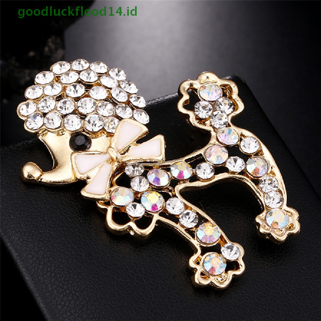 [GOOGFOUR] Kristal Berlian Imitasi Anjing Bros Pin Indah Anjing Hewan Bros Pin Wanita Perhiasan [TOP]