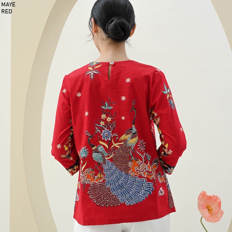 Evercloth Maye Atasan Batik Jumbo Blouse Wanita Atasan Wanita Blouse Batik Wanita Lengan Panjang Atasan Batik Wanita