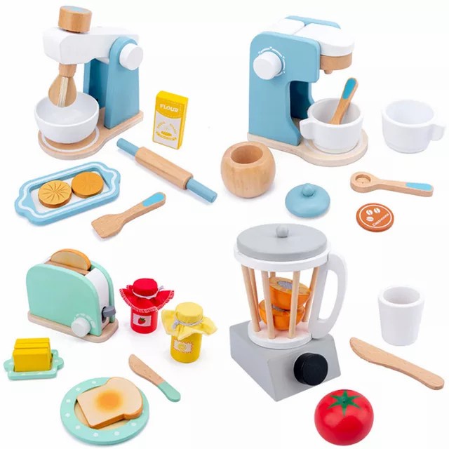 kitchen toys - mainan masak2an kayu - dapur kayu anak - toaster kayu - Blender