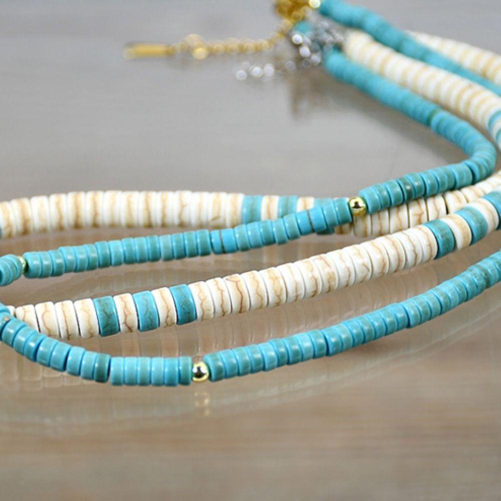 Needway Turquoise Kalung Halus Etnik Bulan Fashion Aksesoris Pakaian Manik Fashion Perhiasan