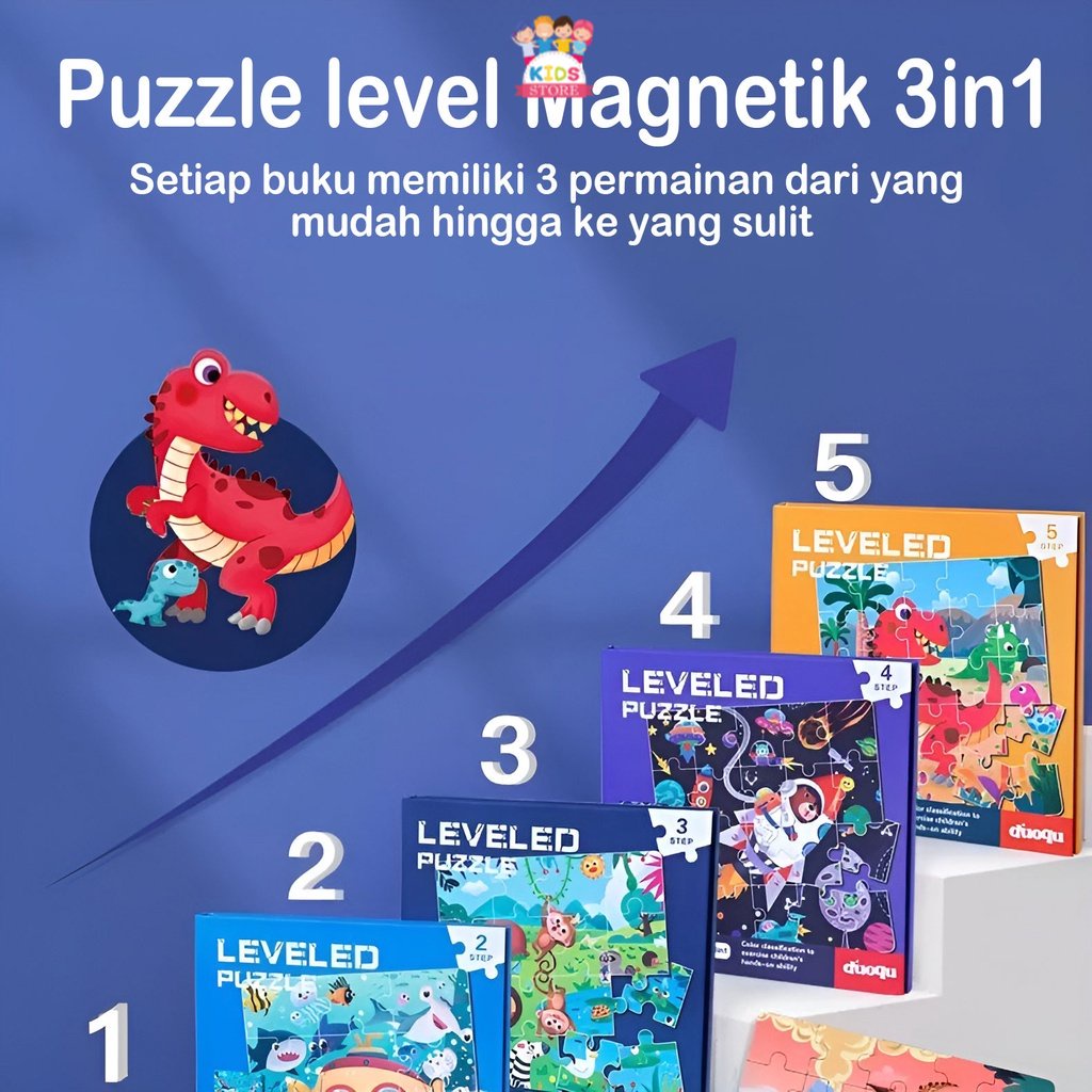 Puzzle Book Mainan Edukasi Anak 2-3-4 Tahun Laki Laki | Magnetic Leveled | Kado Ulang Tahun Anak Perempuan