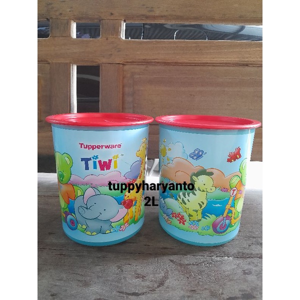 toples susu tiwi canister 2 liter tupperware motif gajah 1pcs
