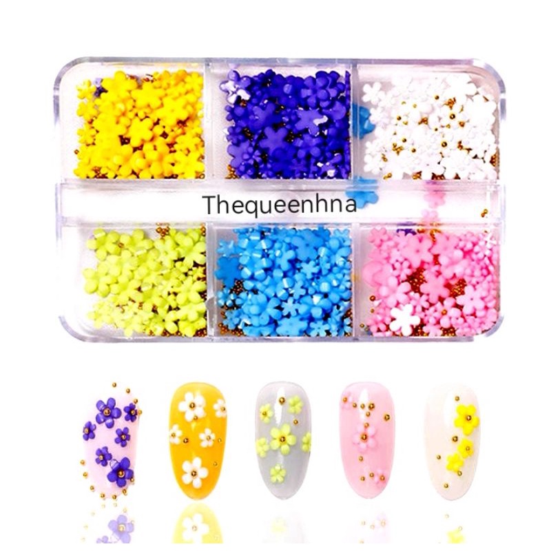 1 Set 6 Sekat Ornamen Dekorasi Kutek Bunga Hiasan Kuku Bahan Resin Nail Art Jewelry Nail Art Resin Flower