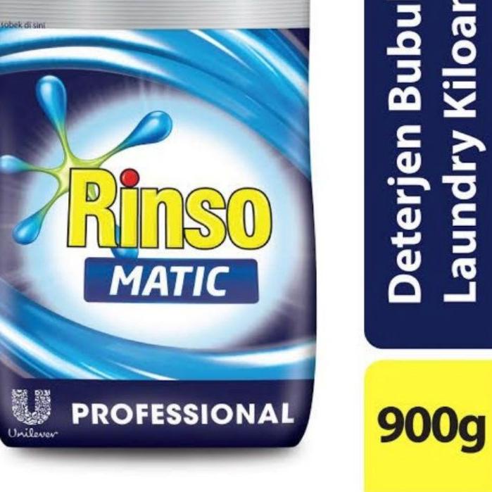 Depan RINSO MATIC BUBUK POWDER 900gr - DETERGEN BUBUK - DETERGEN RINSO - DETERGEN LAUNDRY