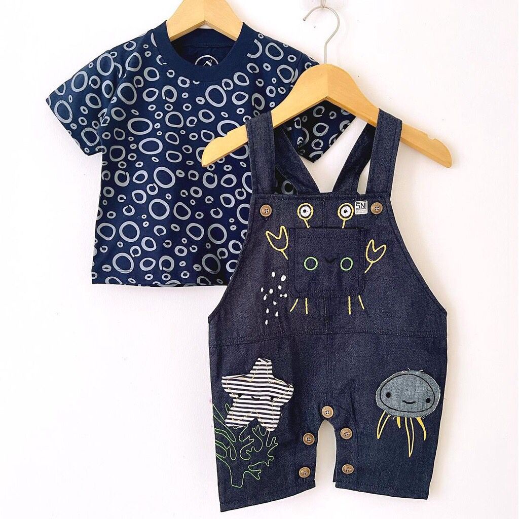 BARU! LIK057 2in1 Overall fashion bayi cowok laki-laki baju kodok Pergi Jalan Casual