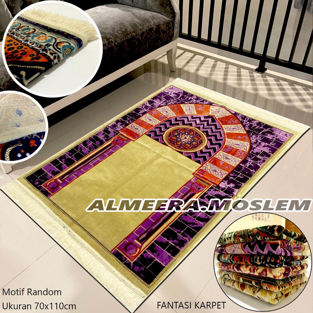 Sajadah Turki Tebal Super Platinum Motif Fantasi Karpet Perlengkapan Sholat Almeera Moslem