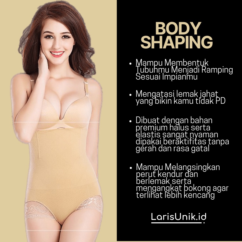 Celana Dalam Korset Waist Slim Pants Renda Munafie Long Lace Pembakar Lemak Perut