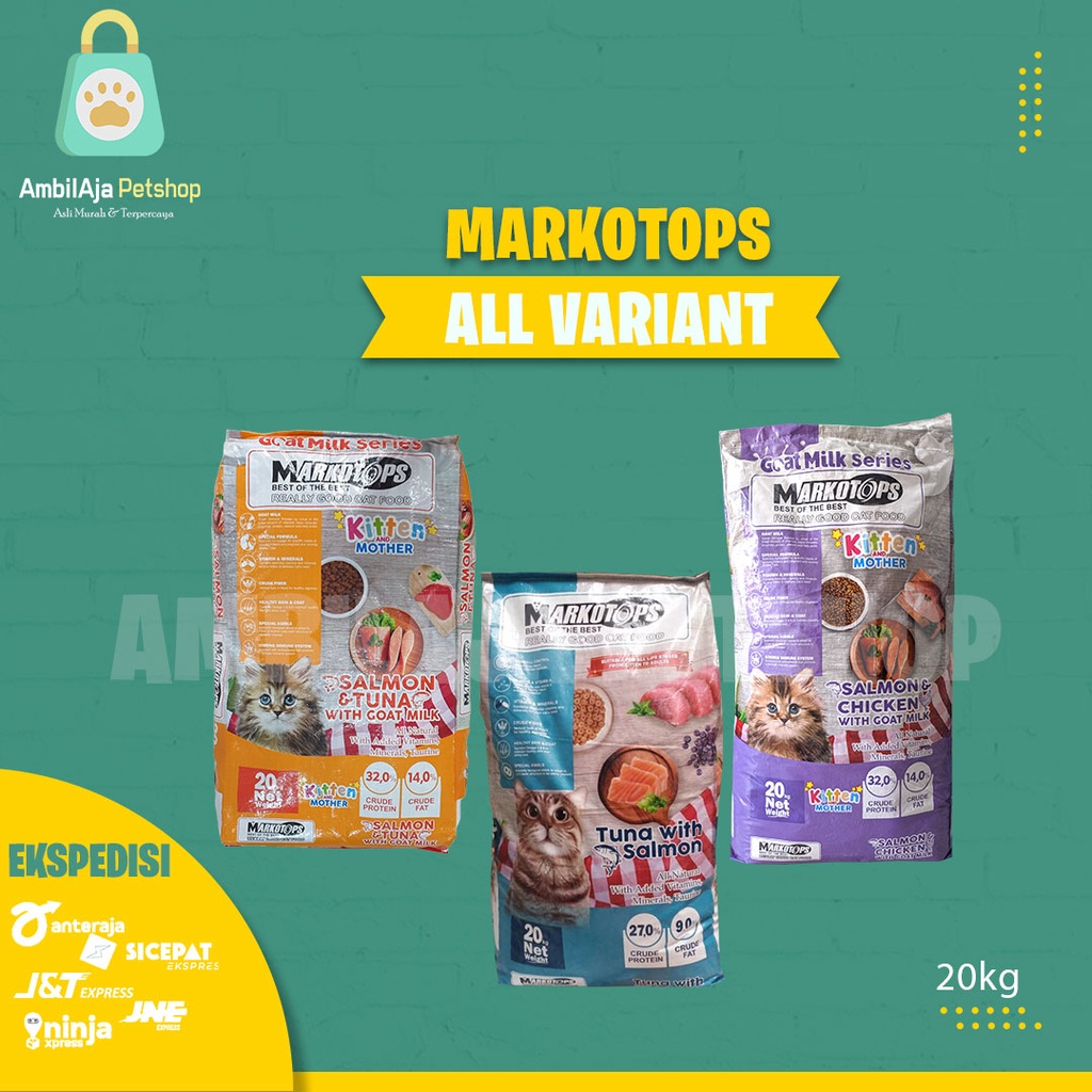 Makanan kucing kering Markotops 20kg adult Dry food (Grab gosend)