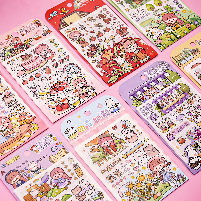 PAOPAO Stiker Korea Akichan Cute Import isi 4 Lembar Cakep