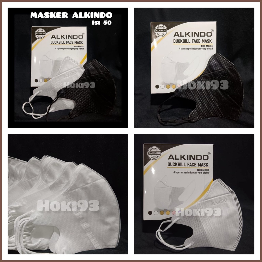 Masker DUCKBILL ALKINDO 4PLY Emboss Hitam dan Putih isi50PCS FCMask