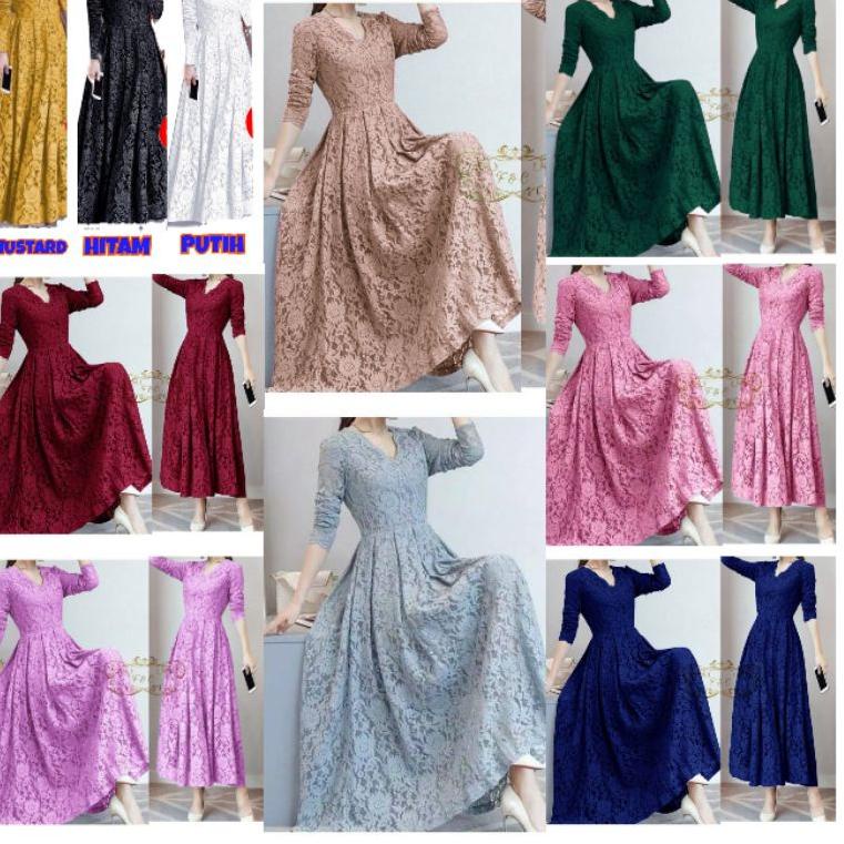 maxi cassie LONGDRESS BRUKAT MURAH DRESS PANJANG BRUKAT ungu Lilac Dress brukat super jumbo LD110CM 