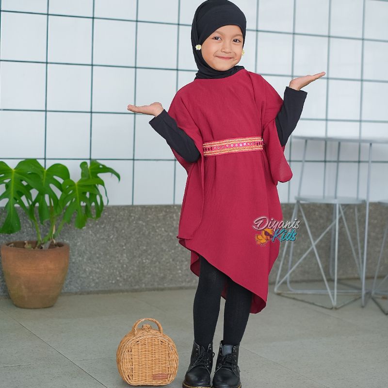 REYNA-kaftan anak/ kaftan anak/Dress anak bahan crincle airflo