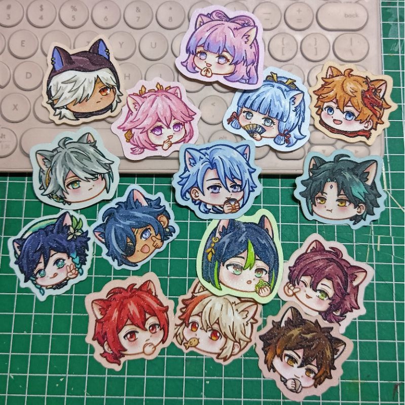 [BACA DESC] genshin stickers (diecut sticker) venti, kazuha, zhongli, childe, kaeya, diluc, ayato, x