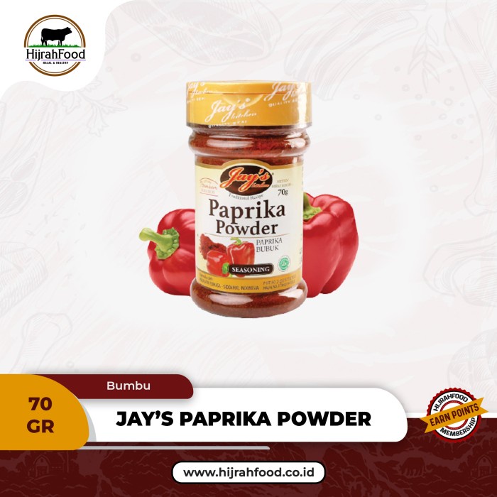 

Jay's Kitchen Paprika Powder Seasoning / Bumbu Paprika Bubuk (70 gr)