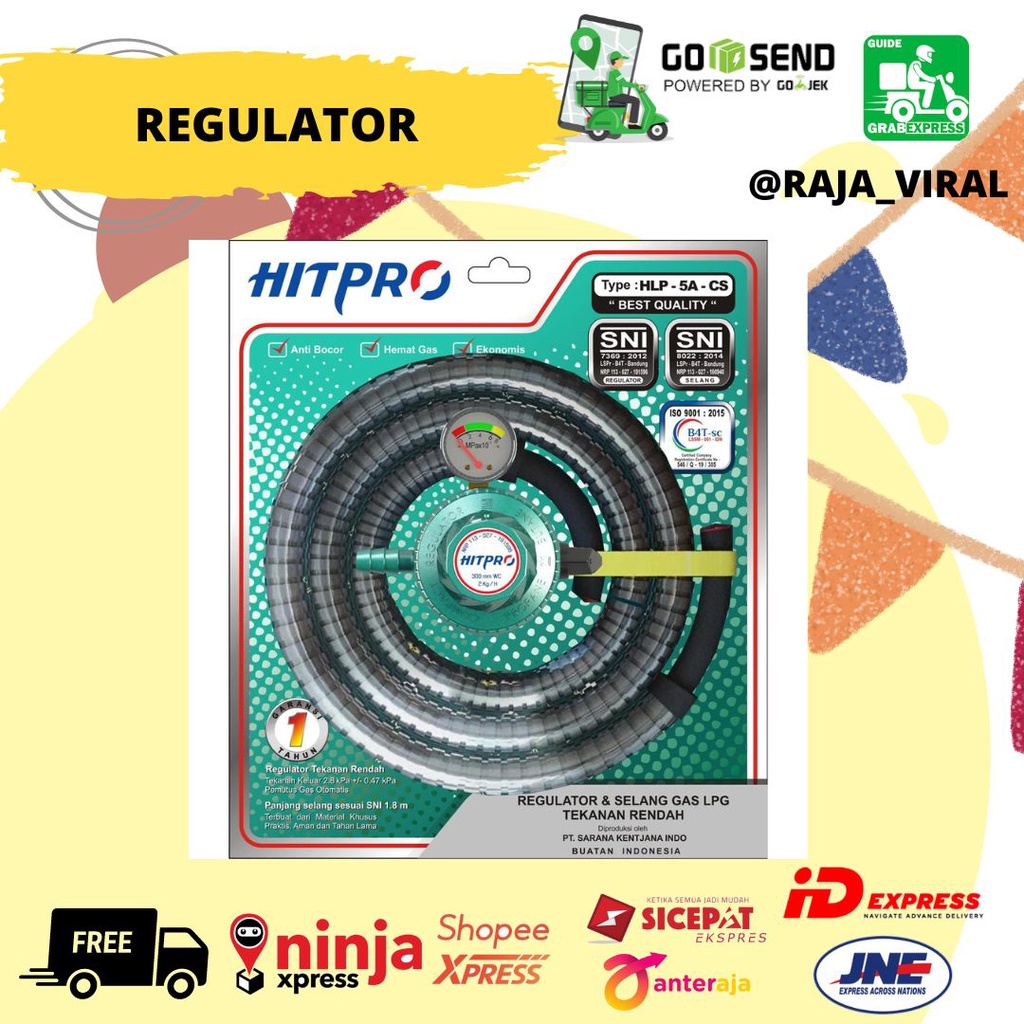 selang gas + regulator gas meter - selang paket gas 1,8 meter