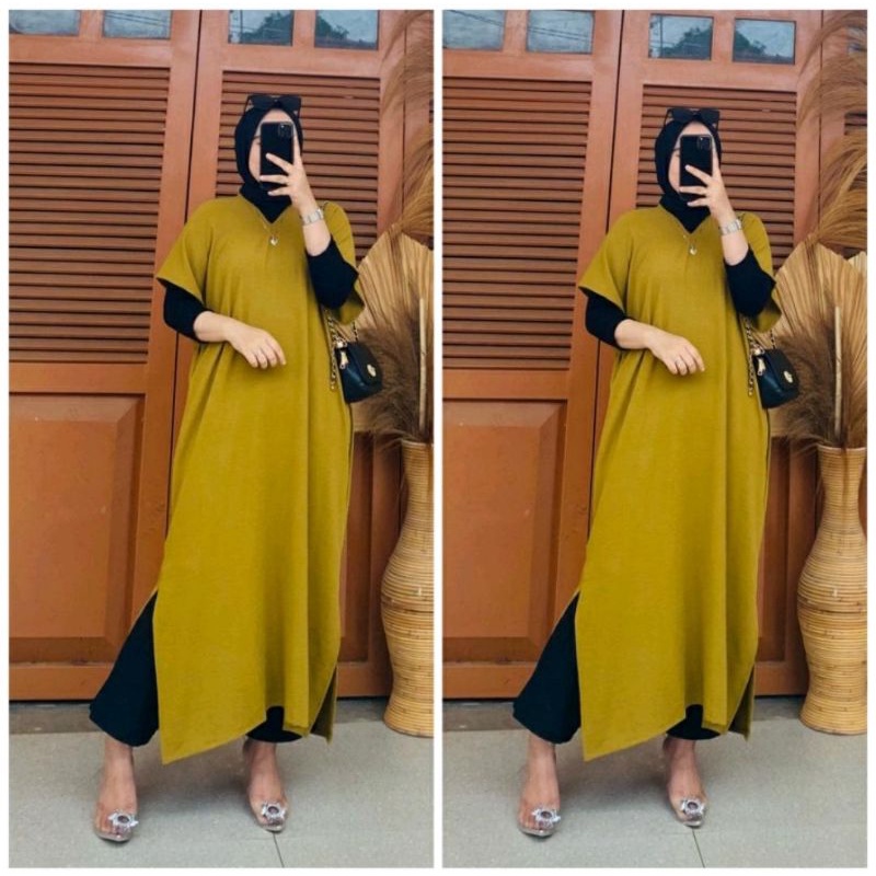 Long Dress Square Cringkle Airflow | Gamis Crinkle Atasan Muslimah-3
