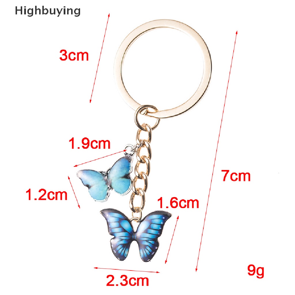 Hbid Double Butterfly Keychain Colorful Butterfly Key Chain Cincin Tas Liontin Perhiasan Glory