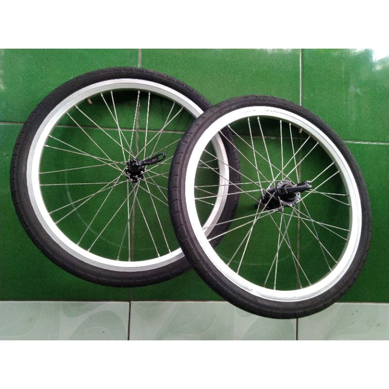 Wheelset 20 inch hub oxo 28h jangkrik wheelset sepeda lipat minivelo