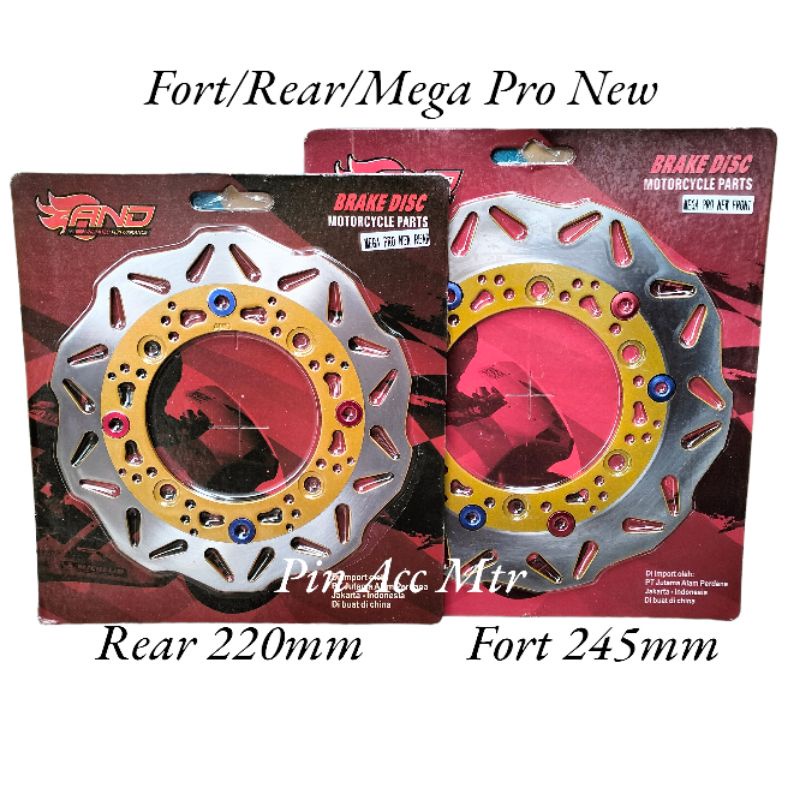 Disc Cakram rem set depan belakang pnp motor Mega pro new / Cb150 R Old/Tiger Old/Verza Dill Depan Lobang Baut 6 Belakang Lobang Baut 4 pnp tinggal pasang Depan/Belakang