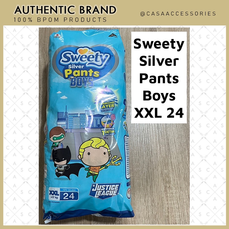 SWEETY Silver Pants Boys Popok Celana Motif Laki Laki XXL24 XL 24