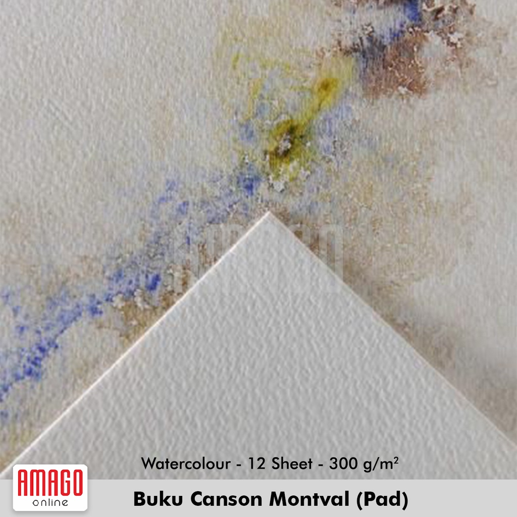 Buku CANSON Montval - 12 sheets - Ukuran 24x32 cm Coldl Pressed - 300g (Pad) - 200807319