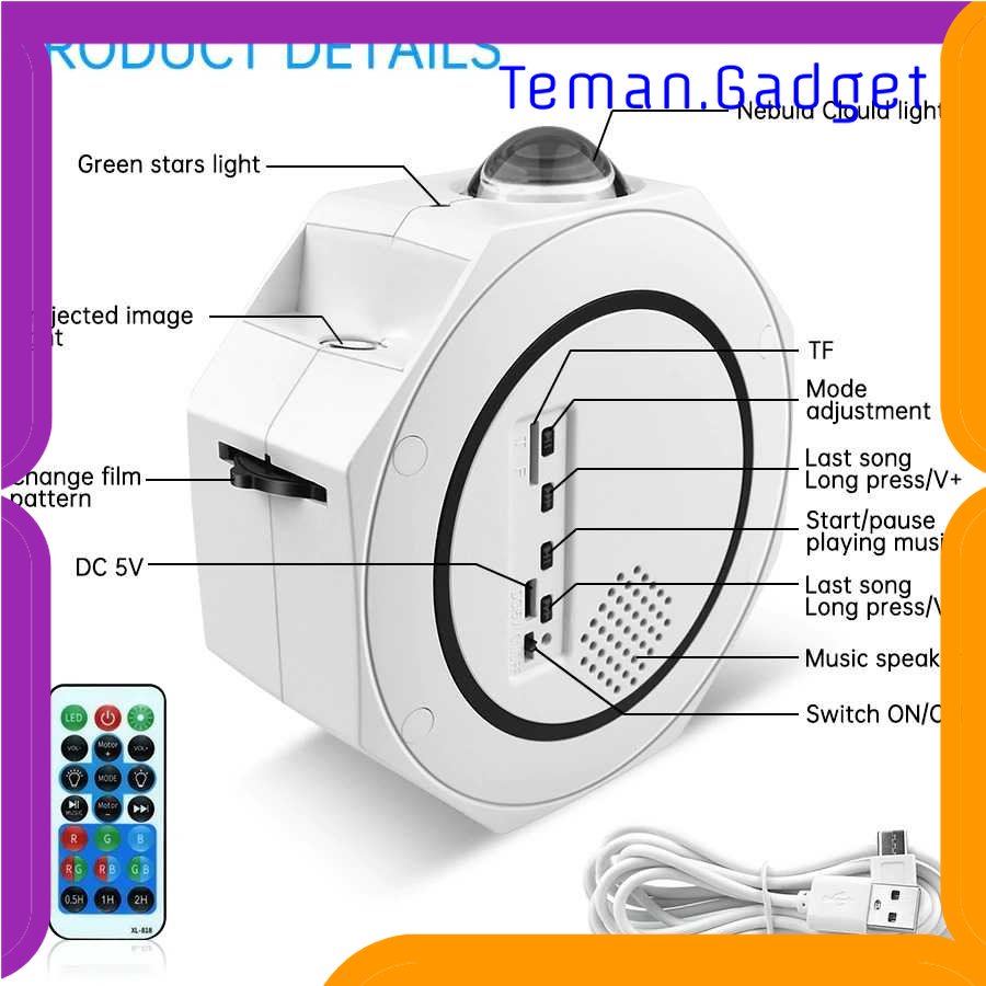 TG - LMP AMARYLLIS Lampu Tidur Proyektor Nebula with Bluetooth Speaker 18 Color - 2186XL