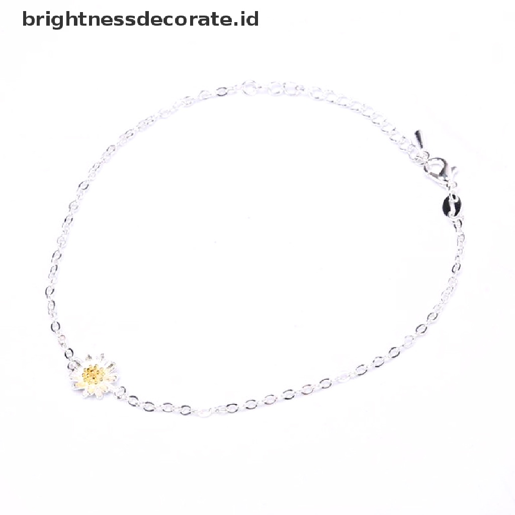 [Birth] Gelang Chian Bunga Daisy Kecil Cantik Simple Charm Gelang Wanita Perhiasan [ID]