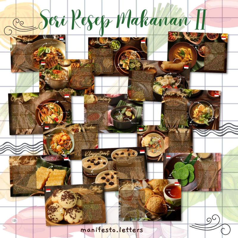 

Postcard Resep Makanan Tradisional | Kartupos wisata kuliner Indonesia | Recipe Card