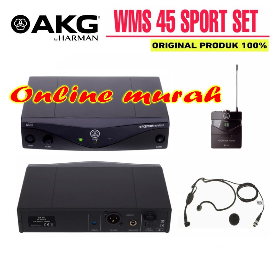 mic wireless akg wms 45 sport headset original