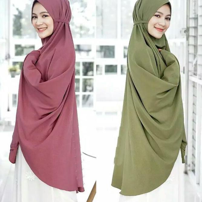 KKY.25Ja23ᴺ ‑ Bergo Maryam Ped Antem Wolfis | Khimar Jumbo Tali Ped Wolfis Premium