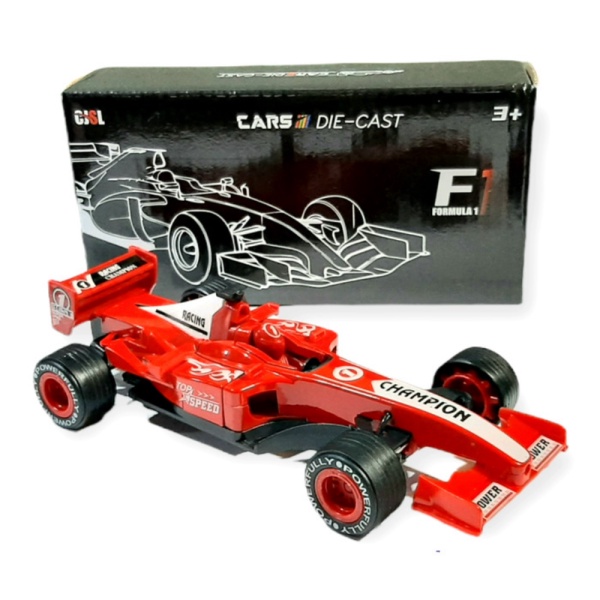 Merah - Diskon Mainan Diecast Miniatur F1 mobil balap Promo