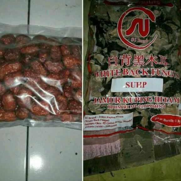 

Limited | [KI3] | Jamur kuping hitam putih kering 1kg 1 kg dan angco kurma merah cina 500 gram