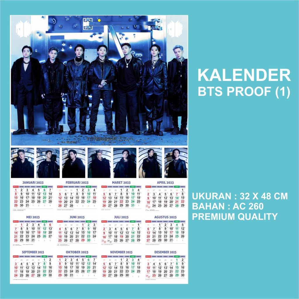 (READY STOCK) KALENDER 2023 - BTS ALL MEMBER - KALENDER KPOP MURAH