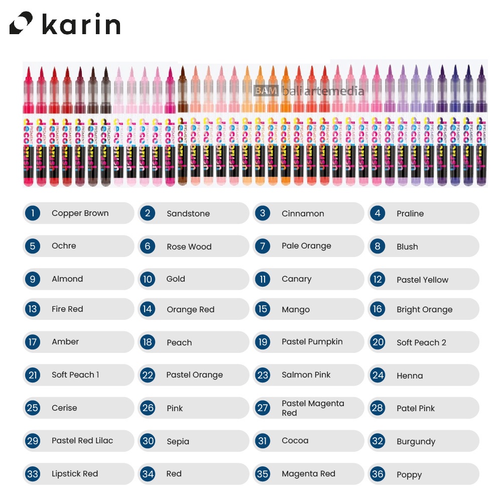 Spidol Mewarnai Alat Menggambar Drawing Pen Karin Pigment Decobrush Colors Collection Markers Part 2/2 By Bali Artemedia